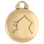 Round reversible charm 17 mm Libra zodiac sign - 304 Stainless steel Gilded x1