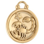 Round reversible charm 17 mm zodiac sign Scorpio - Stainless steel 304 Gilded