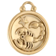 Round reversible charm 17 mm zodiac sign Scorpio - Stainless steel 304 Gilded