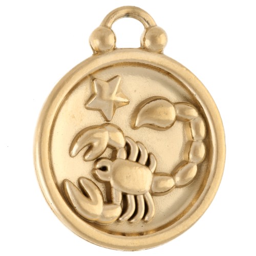 Round reversible charm 17 mm zodiac sign Scorpio - Stainless steel 304 Gilded