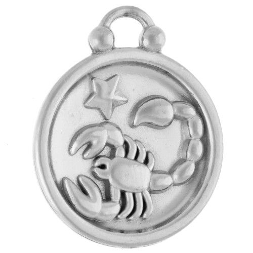 Round reversible charm 17 mm Scorpio zodiac sign - 304 stainless steel x1
