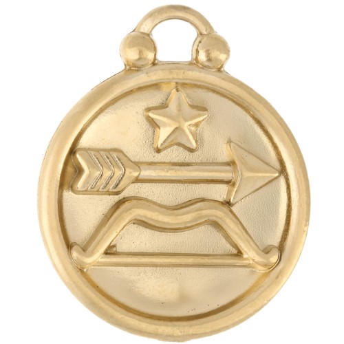 Round reversible charm 17 mm zodiac sign Sagittarius - Stainless steel 304 Gilded