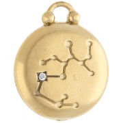 Round reversible charm 17 mm zodiac sign Sagittarius - Stainless steel 304 Gilded