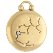 Round reversible charm 17 mm zodiac sign Sagittarius - Stainless steel 304 Gilded