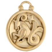 Round reversible charm 17 mm zodiac sign Capricorn - 304 stainless steel, gold-plated|raw }}