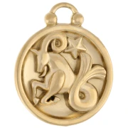 Round reversible charm 17 mm zodiac sign Capricorn - 304 stainless steel, gold-plated