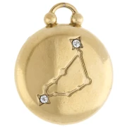 Round reversible charm 17 mm zodiac sign Capricorn - 304 stainless steel, gold-plated