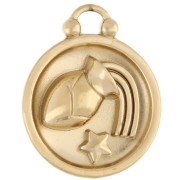 Round reversible charm 17 mm Aquarius zodiac sign - 304 stainless steel Gilded x1|raw }}