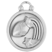 Round reversible charm 17 mm Aquarius zodiac sign - 304 stainless steel x1