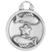 Round reversible charm 17 mm zodiac sign Pisces - 304 stainless steel x1|raw }}