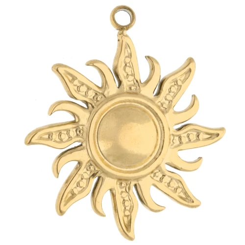 19.5 mm sun pendant - 304 stainless steel, gold-plated x1