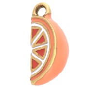 Orange charm 15.5x7 mm epoxy resin - 304 Gold stainless steel - Orange