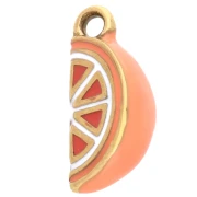 Orange charm 15.5x7 mm epoxy resin - 304 Gold stainless steel - Orange