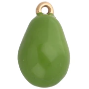 16x10 mm papaya charm in epoxy resin - 304 stainless steel Gold - Orange - Green x1