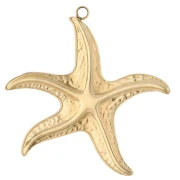 Starfish pendant 32.5x35 mm with epoxy resin - 304 Gold stainless steel - White