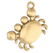 Crab charm 15.5x11 mm with rhinestones - 304 Gold Stainless Steel - Crystal x1