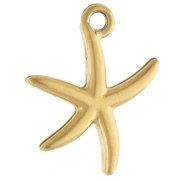 Starfish Charm 14x12 mm with Rhinestones - 304 Gold Stainless Steel - Crystal x1