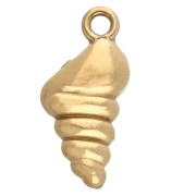 15x7 mm shell charm with rhinestones - 304 Gold stainless steel - Crystal x1