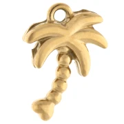 Palm tree charm 14x10 mm with rhinestones - 304 Gold stainless steel - Green x1