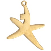 Starfish 22x19 mm rhinestone and imitation pearl pendant - 304 stainless steel, gold-plated