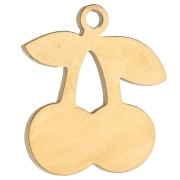 Charm cherries 14x12.5 mm with epoxy resin - Stainless steel 304 Gilded - Red x1