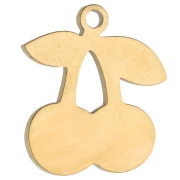 Charm cherries 14x12.5 mm with epoxy resin - Stainless steel 304 Gilded - Red x1