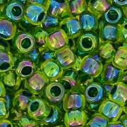 Toho Seed beads 11/0 TO11R1829 - Rainbow Jonquil Forest Green Lined x8