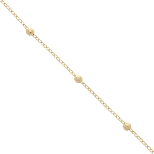 Steel Chain decorated with little round balls 1,7 et 3,5mm - gold x1m
