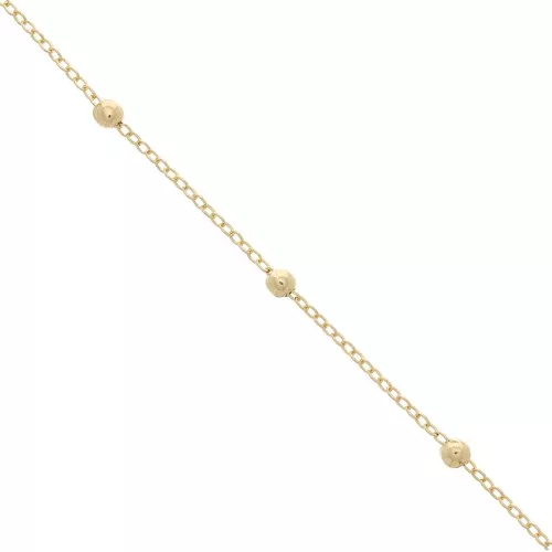 Steel Chain decorated with little round balls 1,7 et 3,5mm - gold x1m