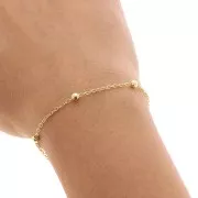 Steel Chain decorated with little round balls 1,7 et 3,5mm - gold x1m