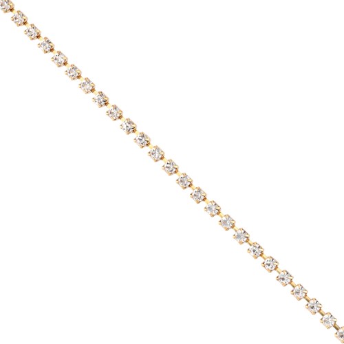 Brass strass chain with cut crystal 3.20 mm - Gold - Crystal x50cm