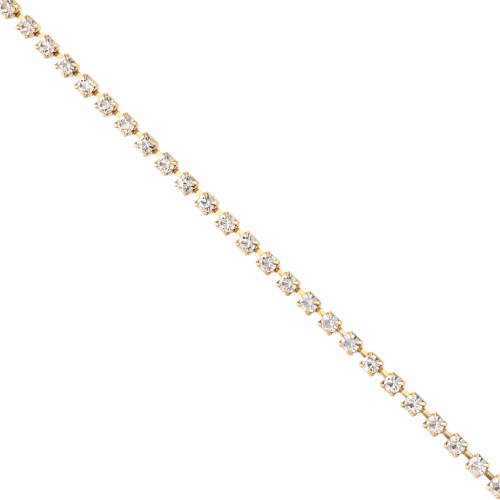 Brass strass chain with cut crystal 3.20 mm - Gold - Crystal x50cm