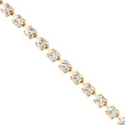 Brass strass chain with cut crystal 3.20 mm - Gold - Crystal x50cm