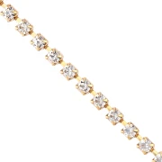 Brass strass chain with cut crystal 3.20 mm - Gold - Crystal x50cm