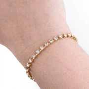 Brass strass chain with cut crystal 3.20 mm - Gold - Crystal x50cm