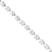 Brass strass chain with cut crystal 3.20 mm - Silver plated - Crystal x50cm