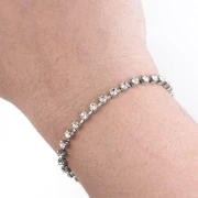 Brass strass chain with cut crystal 3.20 mm - Silver plated - Crystal x50cm