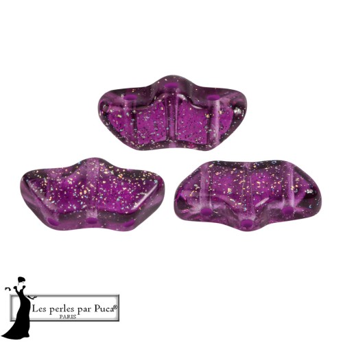 Delos® glass beads by Puca® 6x11 mm - Transparent Constellation Amethyst x10g