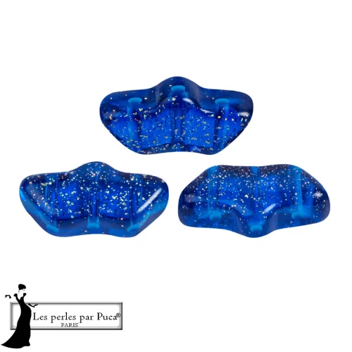 Delos® glass beads by Puca® 6x11 mm - Transparent Constellation Blue x10g