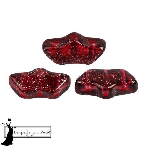 Delos® glass beads by Puca® 6x11 mm - Transparent Constellation Garnet x10g