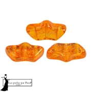 Delos® glass beads by Puca® 6x11 mm - Transparent Constellation Orange x10g