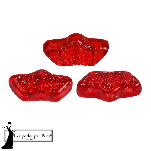 Delos® glass beads by Puca® 6x11 mm - Transparent Constellation Red x10g