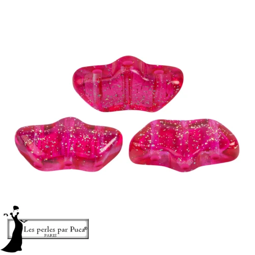 Delos® glass beads by Puca® 6x11 mm - Tr Constellation Rose Fuchsia x10g