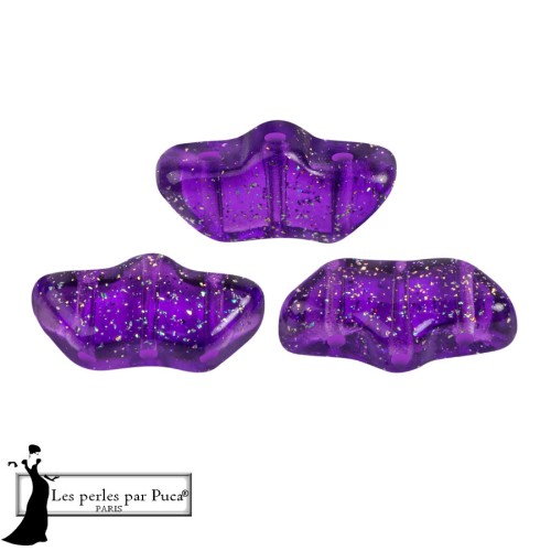 Delos® glass beads by Puca® 6x11 mm - Transparent Constellation Violet x10g
