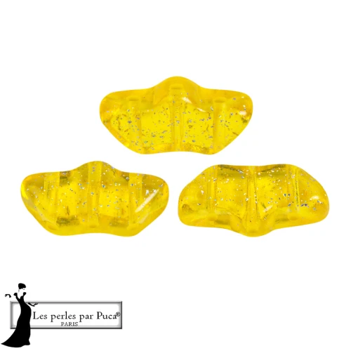 Delos® glass beads by Puca® 6x11 mm - Transparent Constellation Yellow x10g