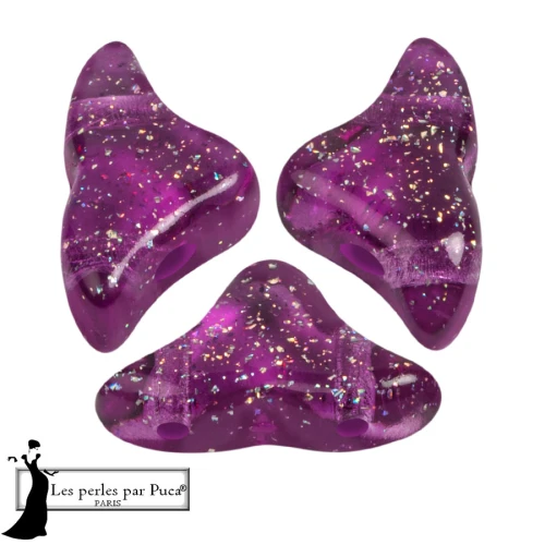 Helios® glass beads by Puca® 6x10mm - Transparent Constellation Amethyst x10g