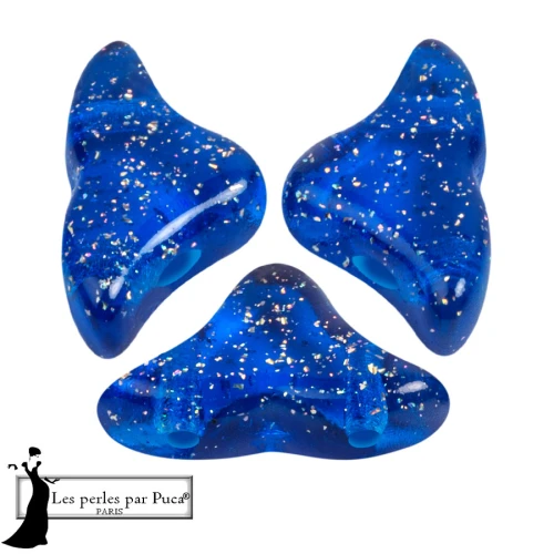 Helios® glass beads by Puca® 6x10 mm - Transparent Constellation Blue x10g