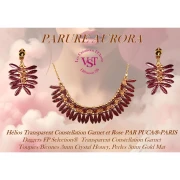 Helios® glass beads by Puca® 6x10 mm - Transparent Constellation Garnet x10g