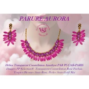 Helios® glass beads by Puca® 6x10mm - Tr Constellation Rose Fuchsia x10g