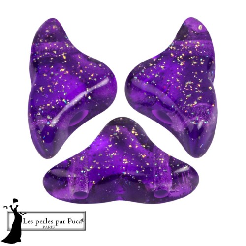 Helios® glass beads by Puca® 6x10 mm - Transparent Constellation Violet x10g